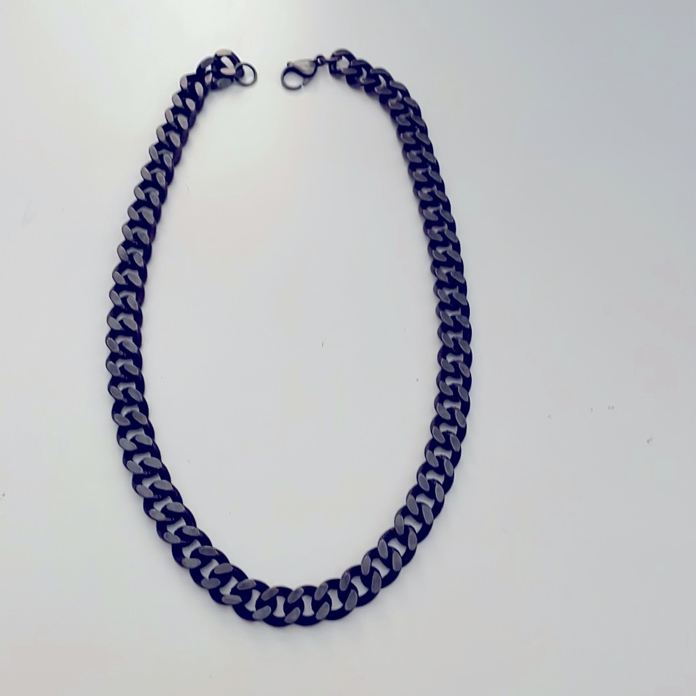 Gun Metal Necklace Snake Print Etched